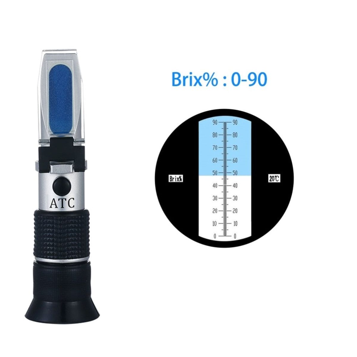 GENERICO - Refractometro ATC 0-90% Brix Azucar Miel Jugos Soluciones