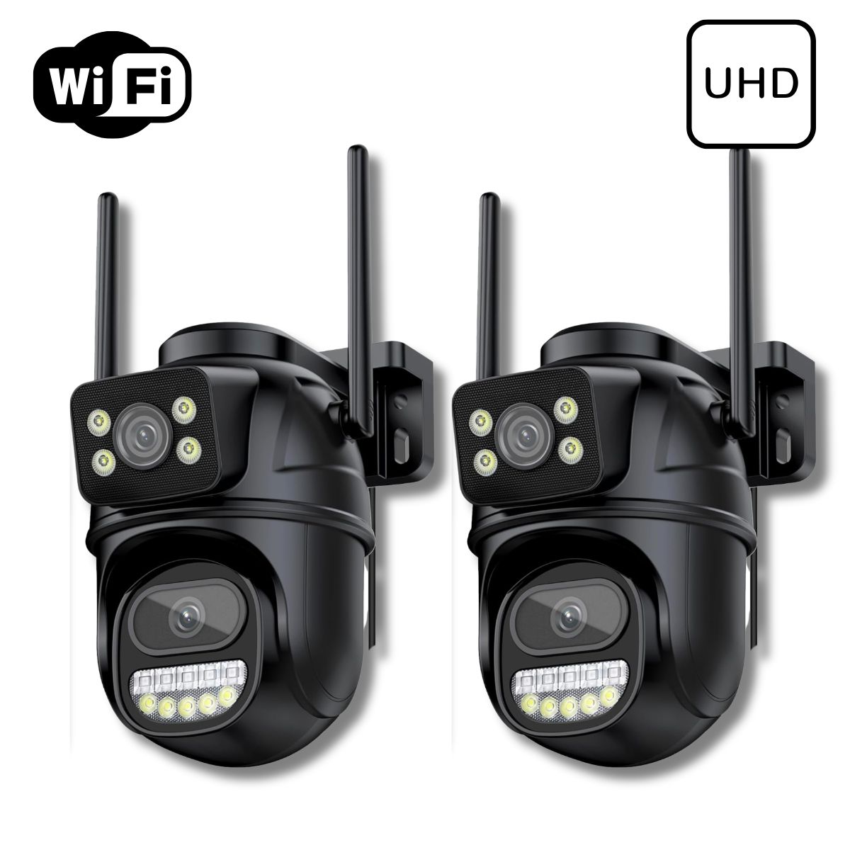 GENERICO - Pack de 2 Camaras de Seguridad Doble Lente IP Wifi