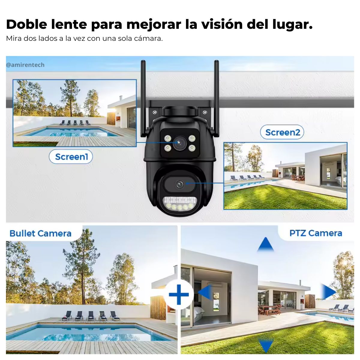 GENERICO - Pack de 2 Camaras de Seguridad Doble Lente IP Wifi