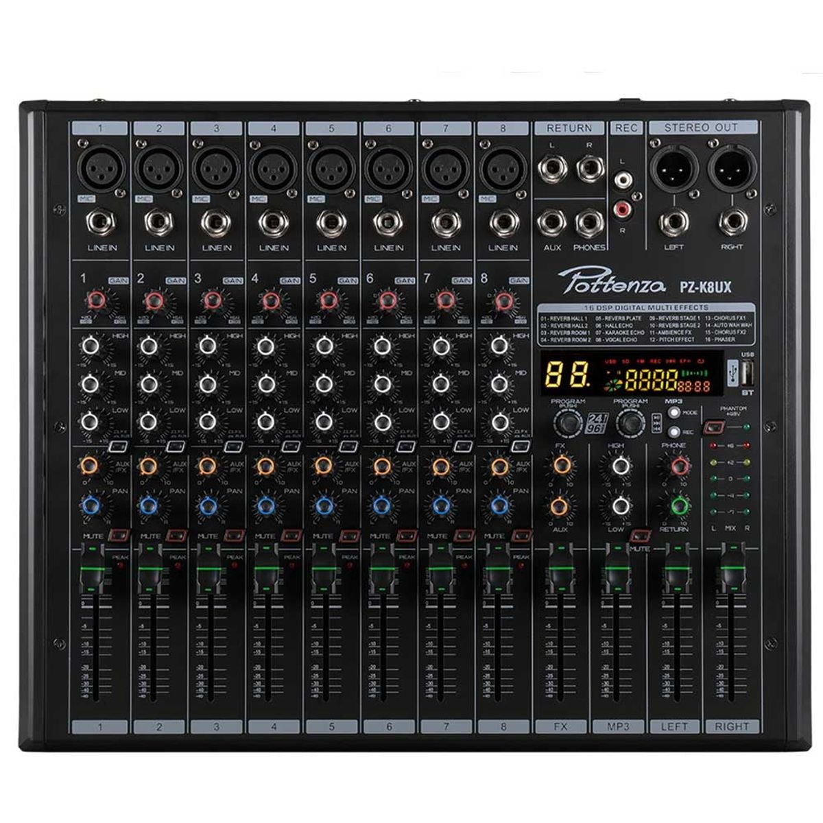 GENERICO - Mezcladora Audio Pottenza Usb Pz-k8ux 8 Canales