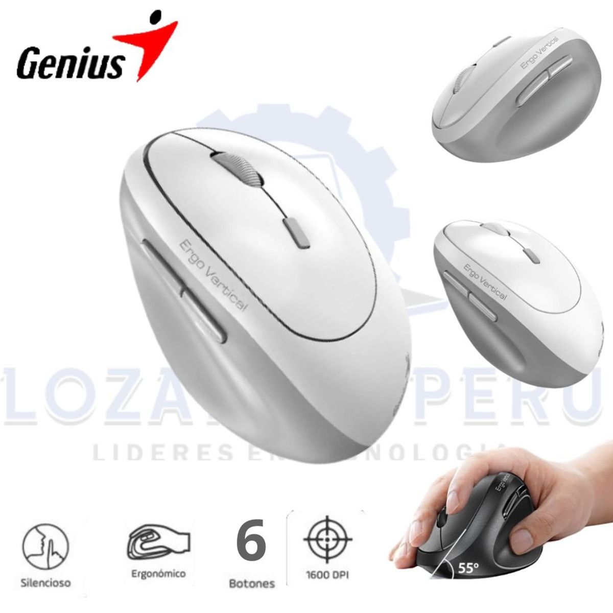 GENIUS - Mouse Genius Ergo 8350s Ai Copilot Vertical White