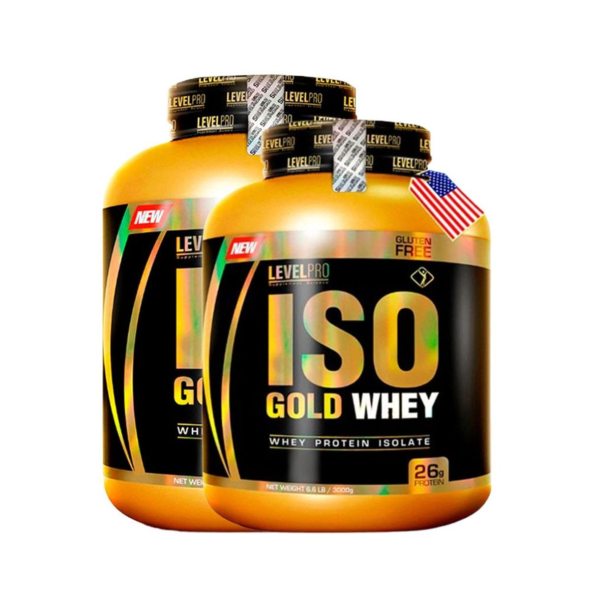 LEVEL PRO - Proteína Iso Gold Whey de 3kg Vainilla Pack X2