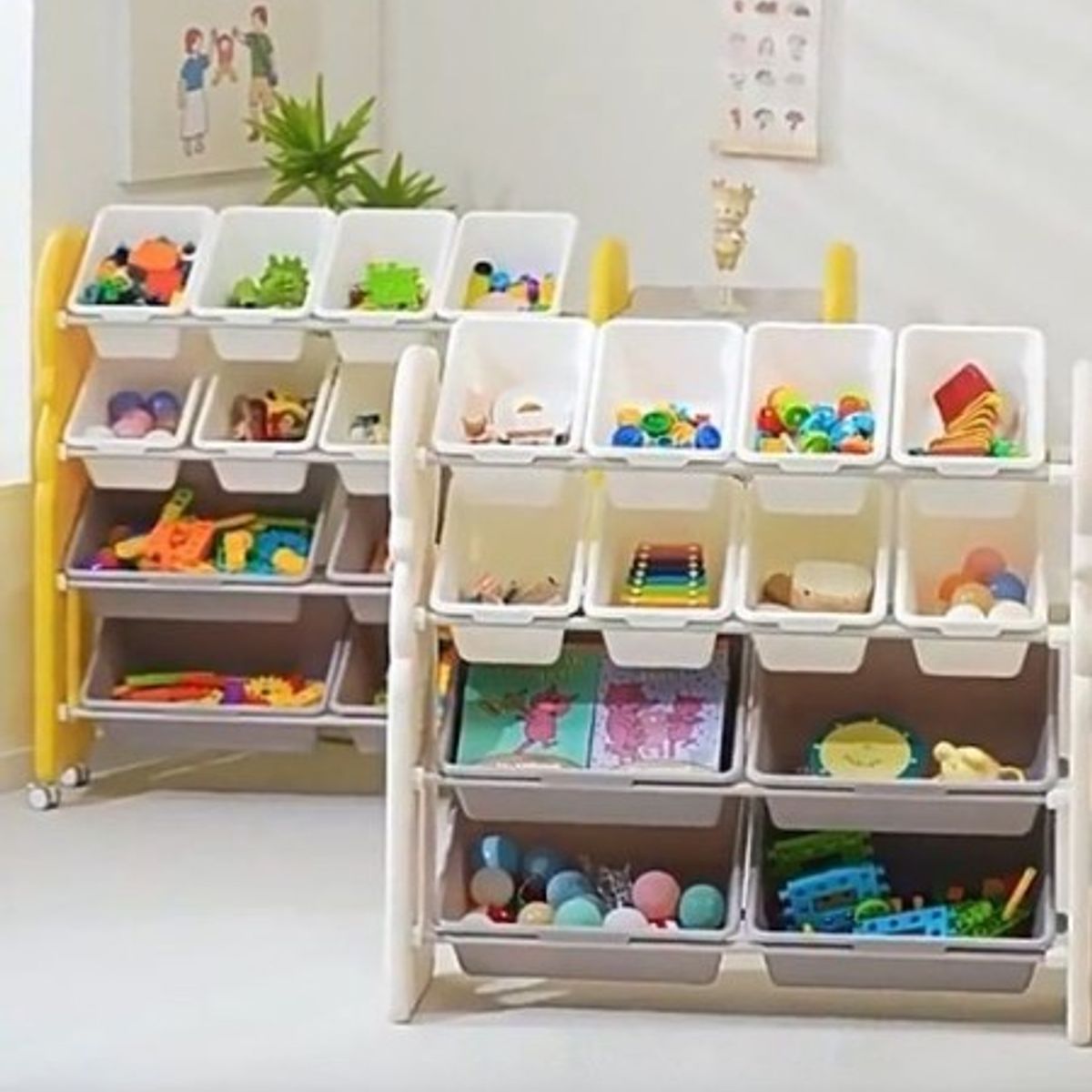GENERICO - Estante De Juguetes Dormitorio Niños Organizador Hogar Blanco + Ruedas