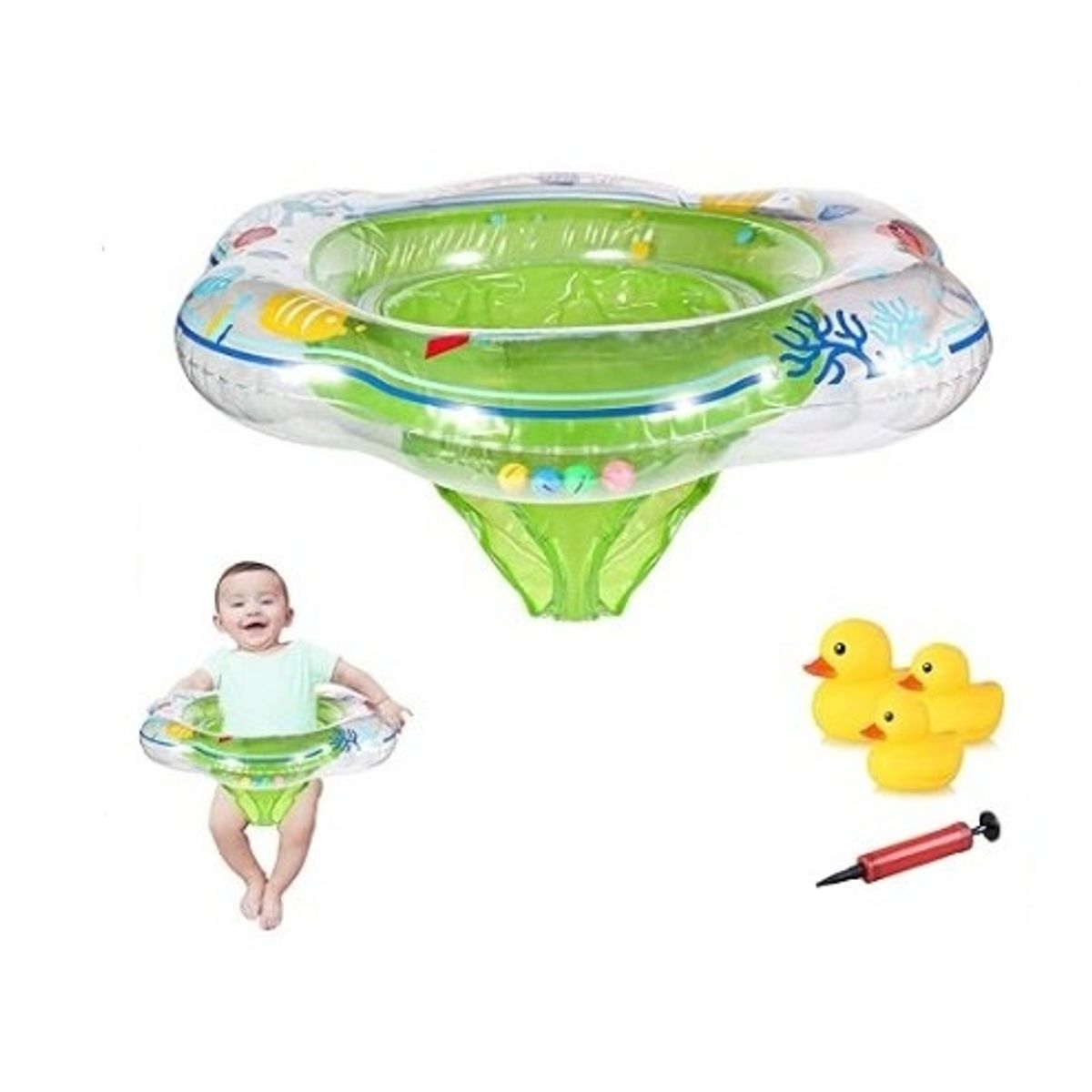 GENERICO - Flotador para Bebé con Asiento verde verano