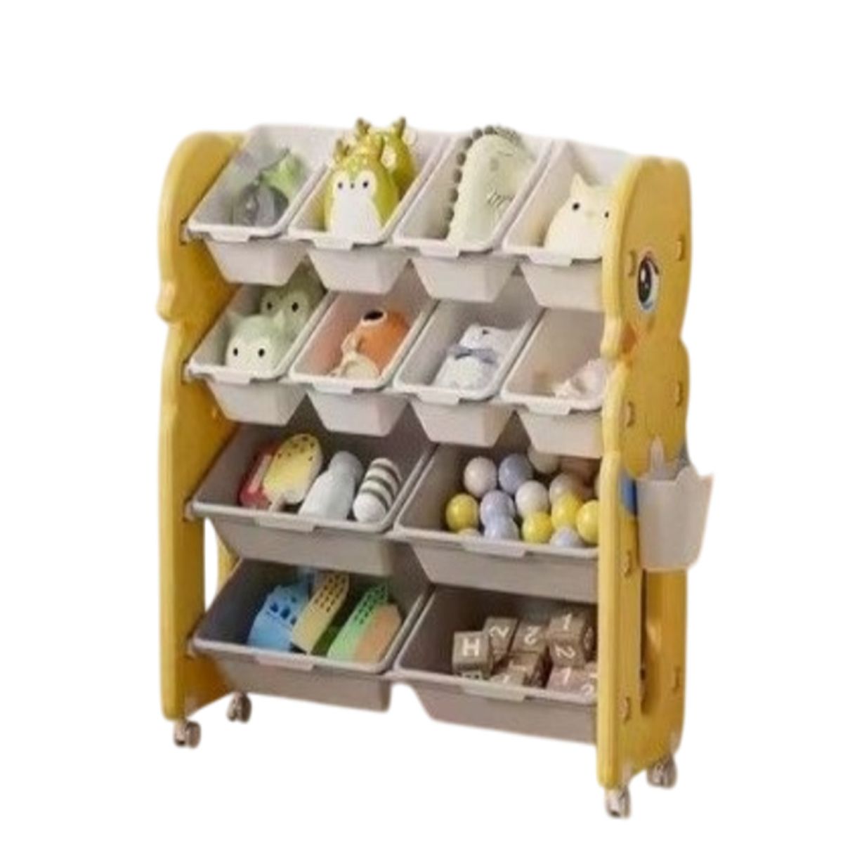 GENERICO - Estante De Juguetes Dormitorio Organizador Niños Hogar Amarillo+Ruedas