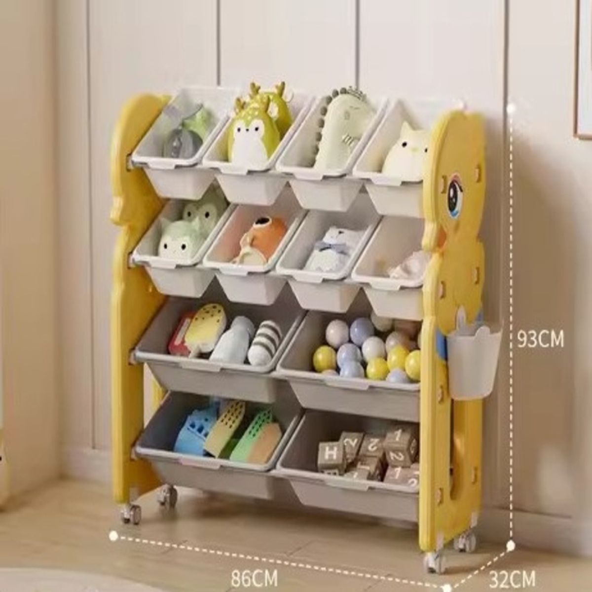 GENERICO - Estante De Juguetes Dormitorio Organizador Niños Hogar Amarillo+Ruedas