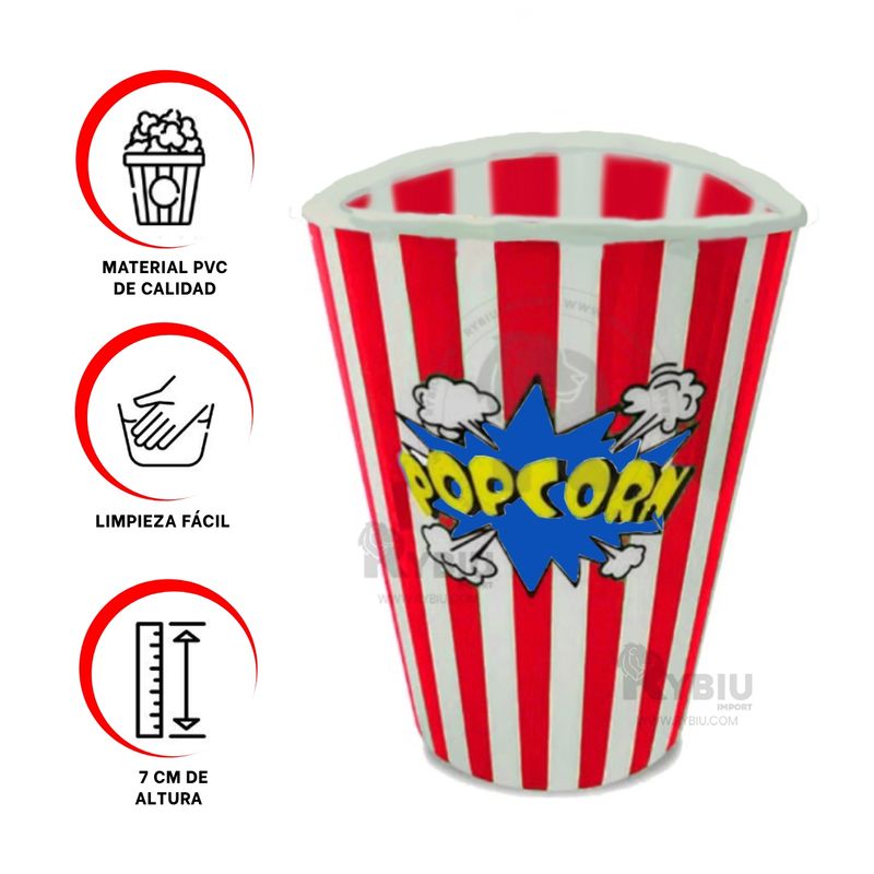 GENERICO - Pack3 Balde de Facil Uso para Popcorn Rojo Y+Gift Stickers