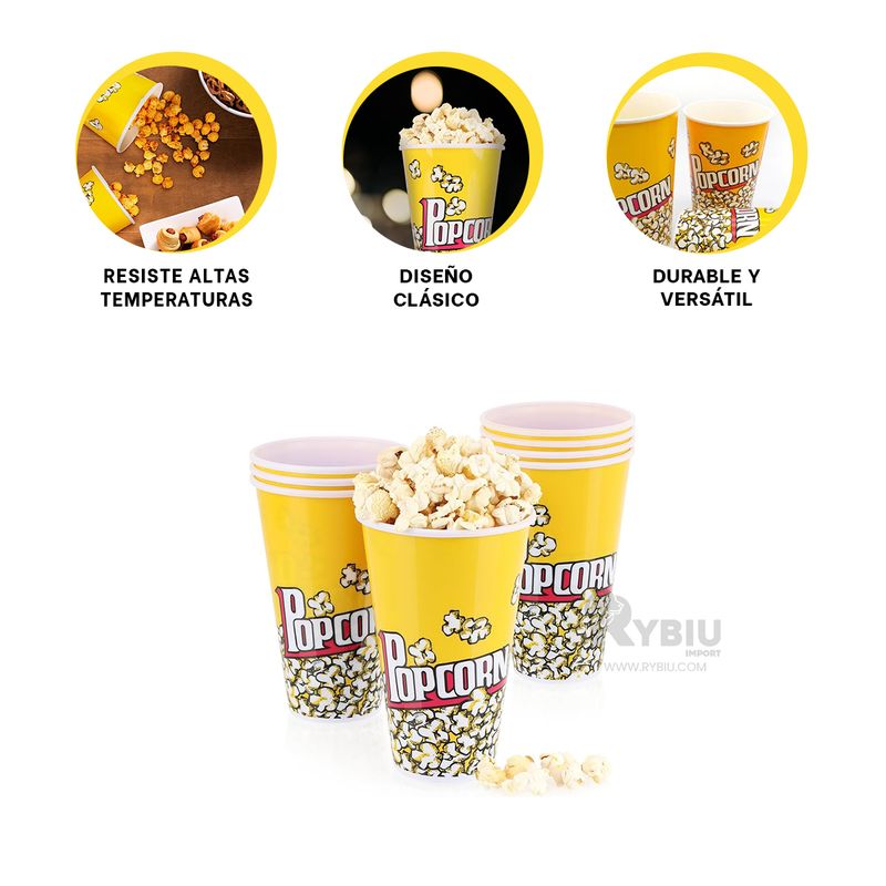 RYBIU IMPORT - Pack2 Balde Innovador de Popcorn Amarillo Y+Regalo Agendita