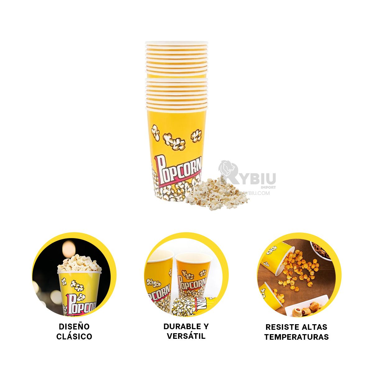 GENERICO - Pack2 Tazon Porcorn en 7x17cm Amarillo Y+Post-it Adhesivos