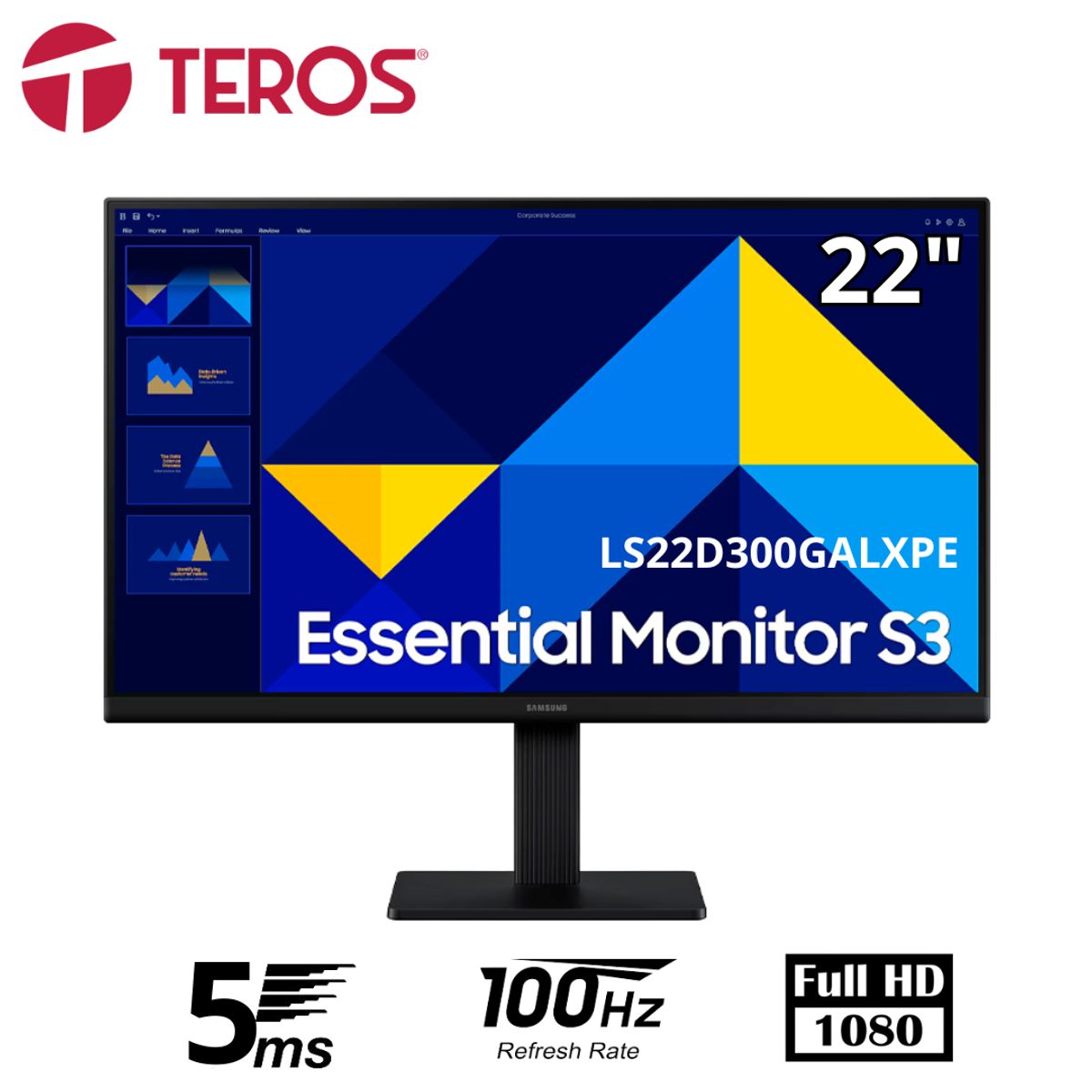 SAMSUNG - Monitor plano SAMSUNG Essential Monitor S3 22 FHD IPS 100Hz