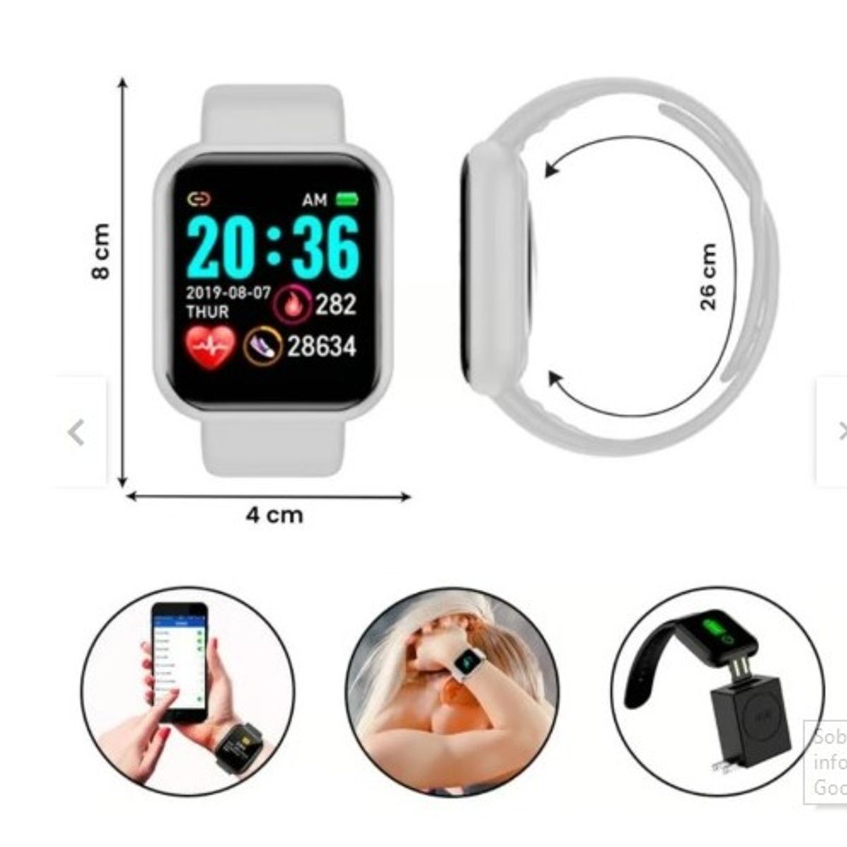 GENERICO - Reloj Inteligente Smartwatch Fit D20 BLANCO