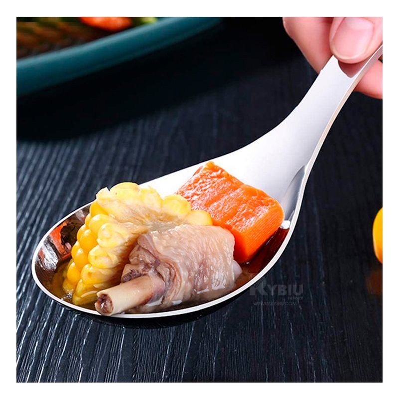RYBIU IMPORT - Pack3 Cucharon Utensilio Moderno Plateado Y+Papel de Regalo