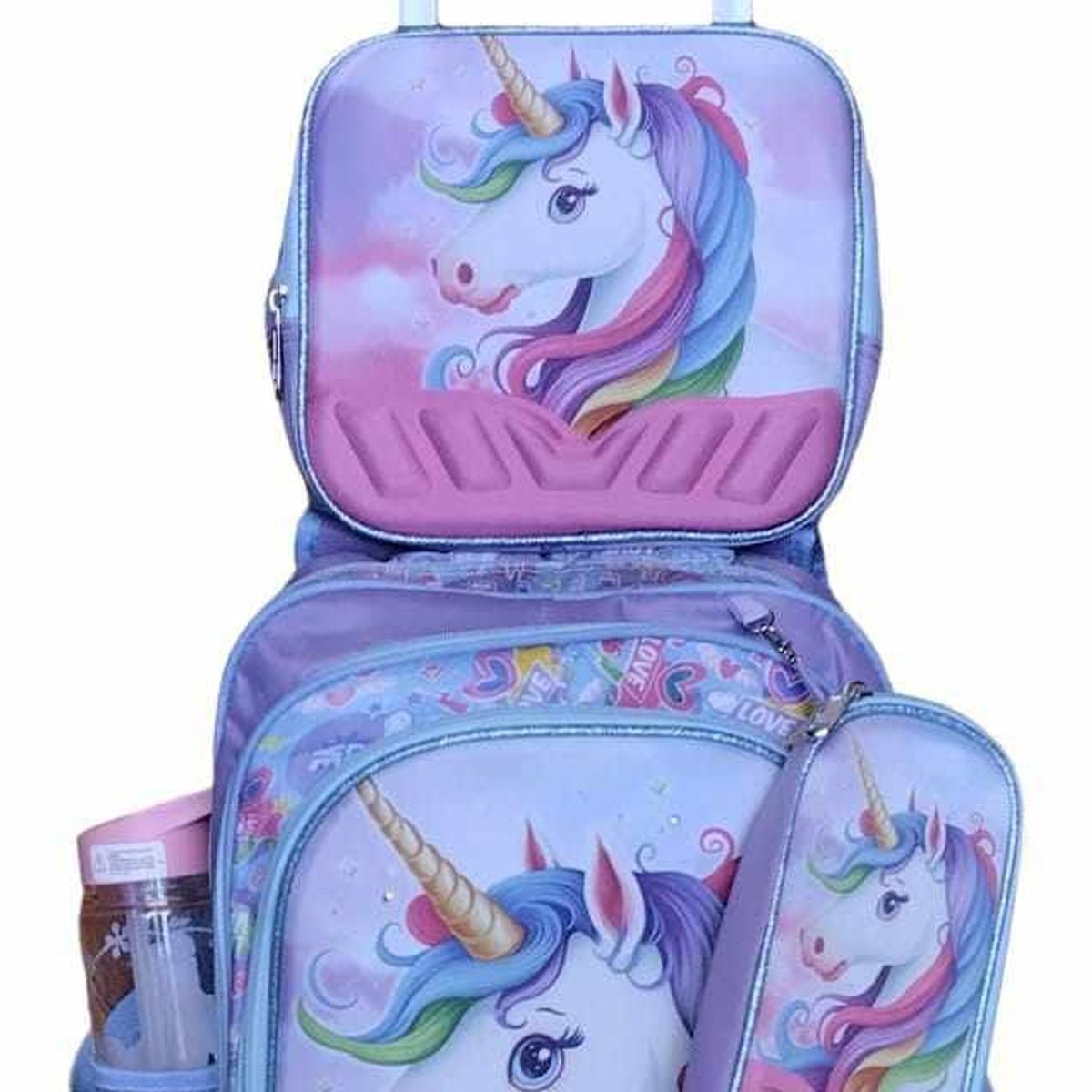 GENERICO - MOCHILA INFANTIL + LONCHERA + CARTUCHERA CON LUCES 3D CON RUEDAS