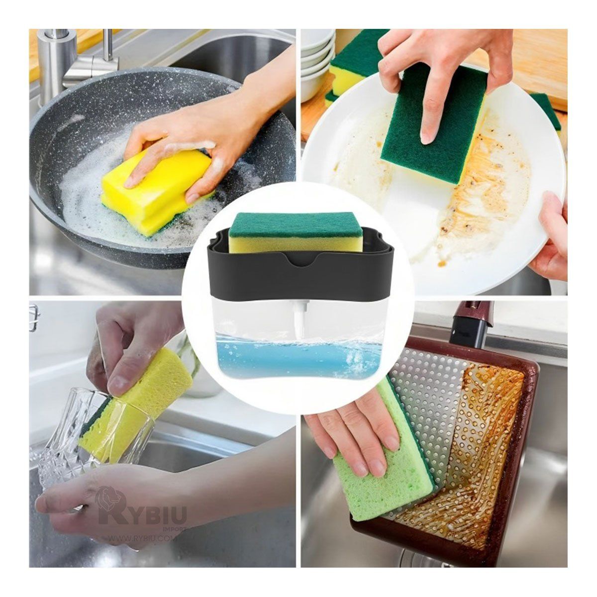 RYBIU IMPORT - Pack2 Dispensador para Lavarplatos Negro Y+Regalo Agendita