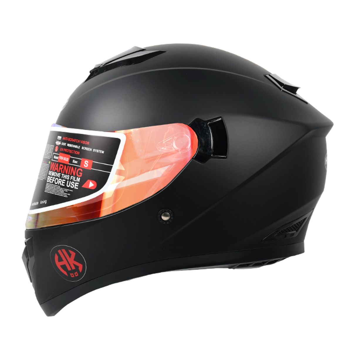 GENERICO - CASCO MOTO HOKEN BASICO  VISOR REVO NEGRO MATE TALLA ¨XXL¨