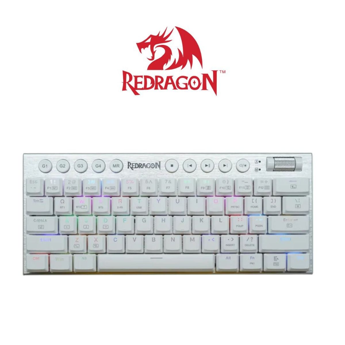 REDRAGON - Teclados Redragon HORUS K632-RGB WHITE RED SWITCH