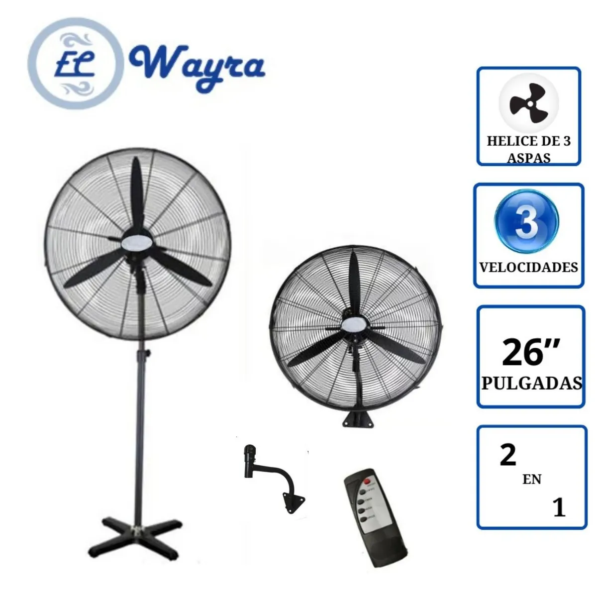 GENERICO - Ventilador Industrial WAYRA WI2602 pedestal y pared 26 con Control