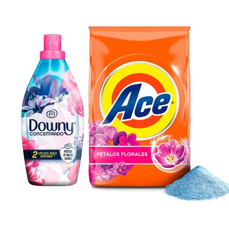DOWNY - Detergente Ace Pétalos Florales 750gr + Downy Floral  1.4L