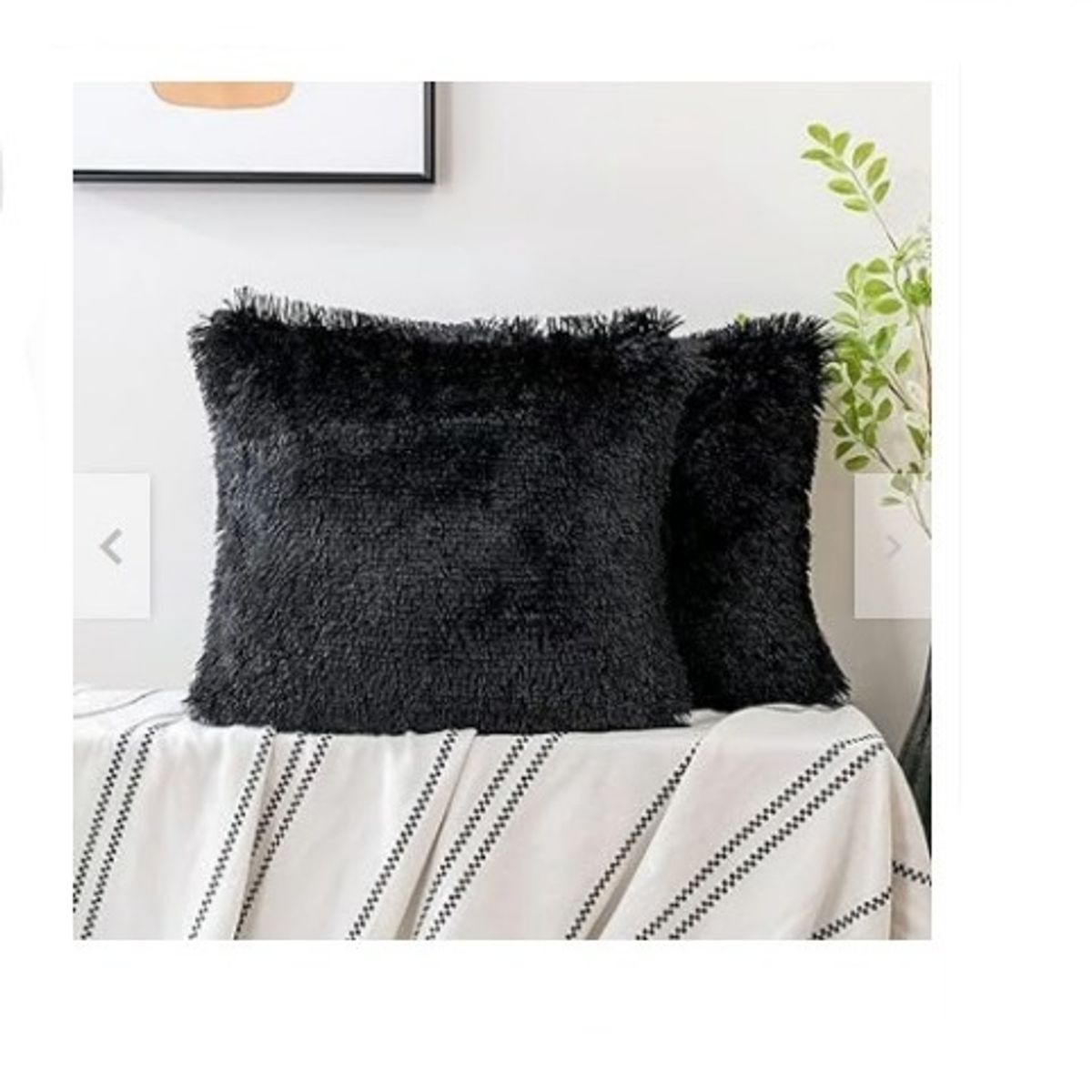 GENERICO - COJIN CUADRADO PELO LARGO 35X35 NEGRO