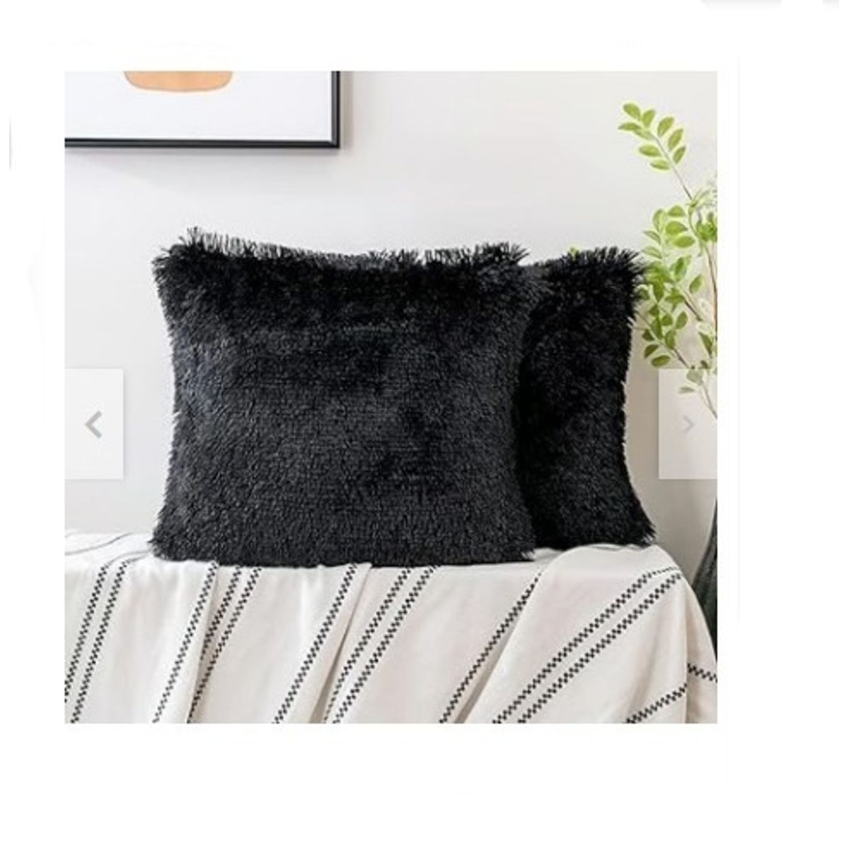 GENERICO - COJIN CUADRADO PELO LARGO 35X35 NEGRO