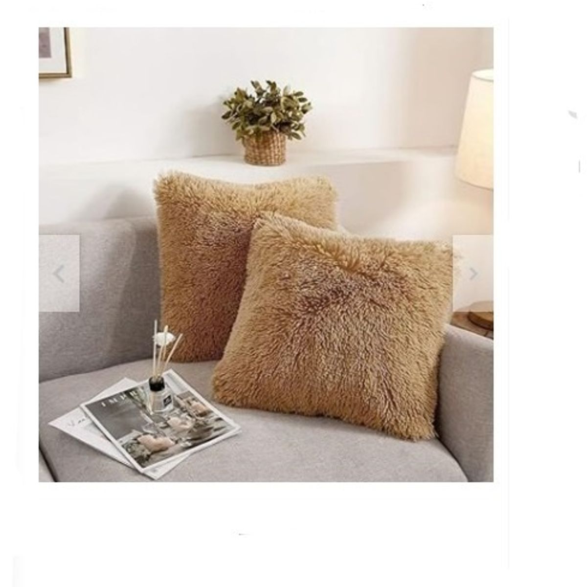 GENERICO - COJIN CUADRADO PELO LARGO 35X35 BEIGE