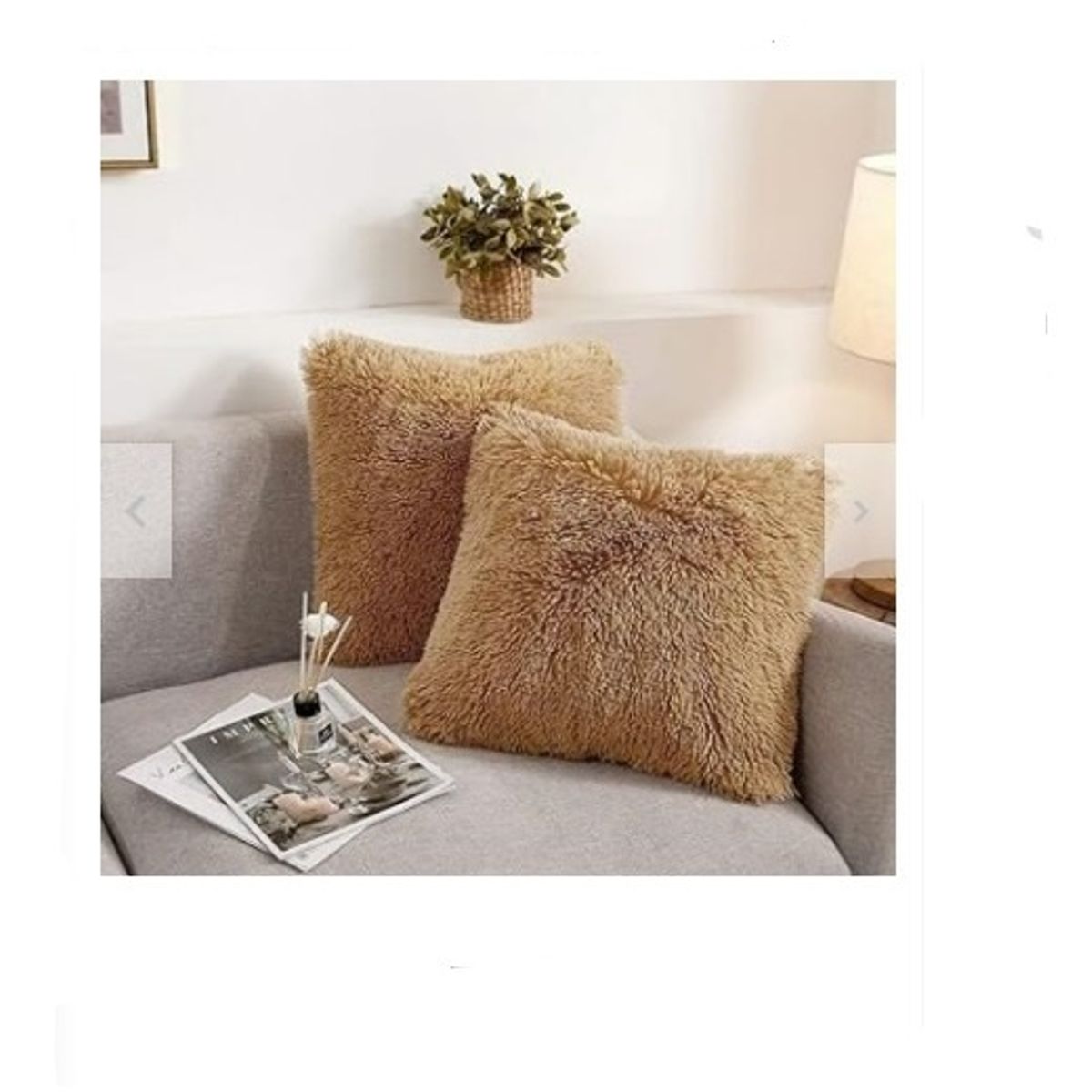 GENERICO - COJIN CUADRADO PELO LARGO 35X35 BEIGE