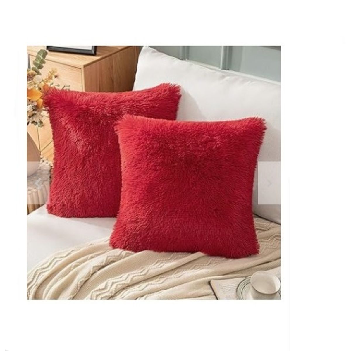 GENERICO - COJIN CUADRADO PELO LARGO 35X35 LADRILLO