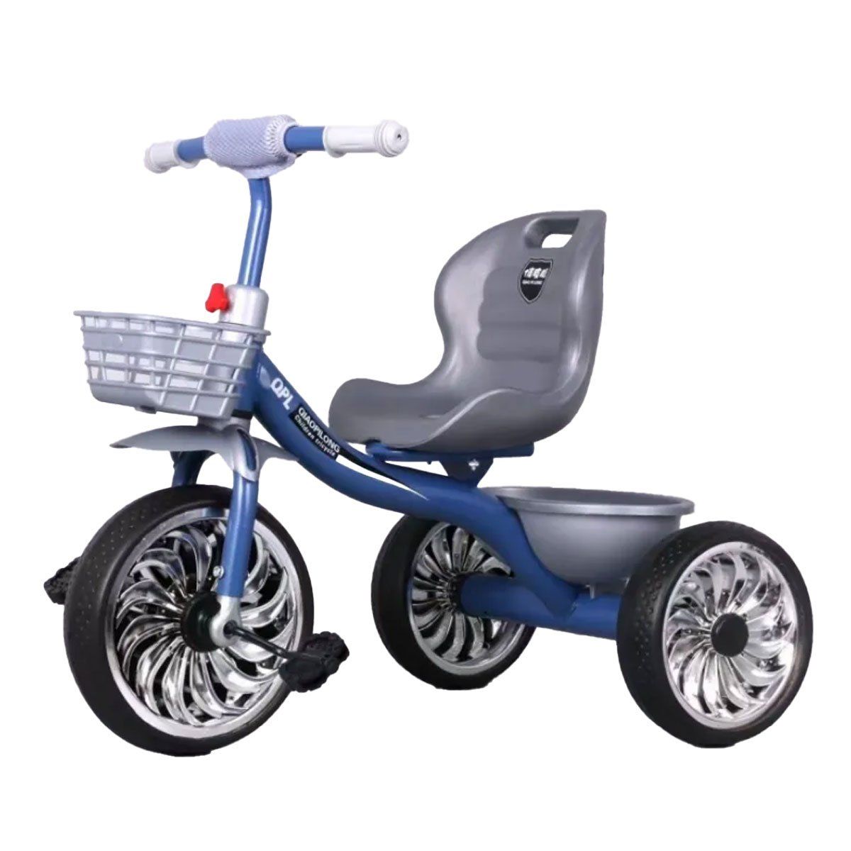 GENERICO - Triciclo Doble Canastilla Niño Infantil Azul
