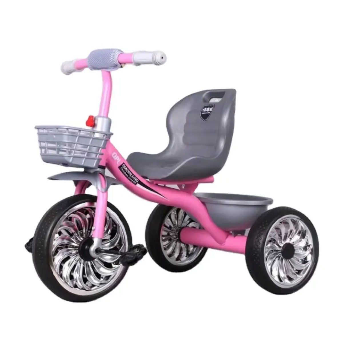 GENERICO - Triciclo Doble Canastilla Niña Infantil Rosado