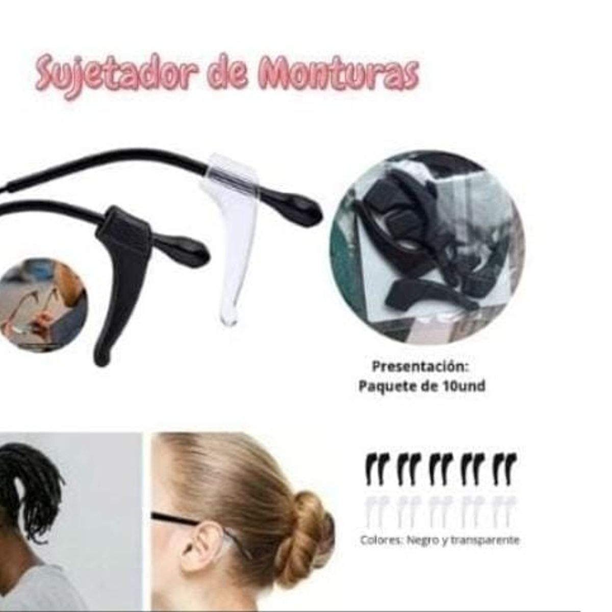 GENERICO - Blister de 10 Sujetador soporte de gafas anticaidas