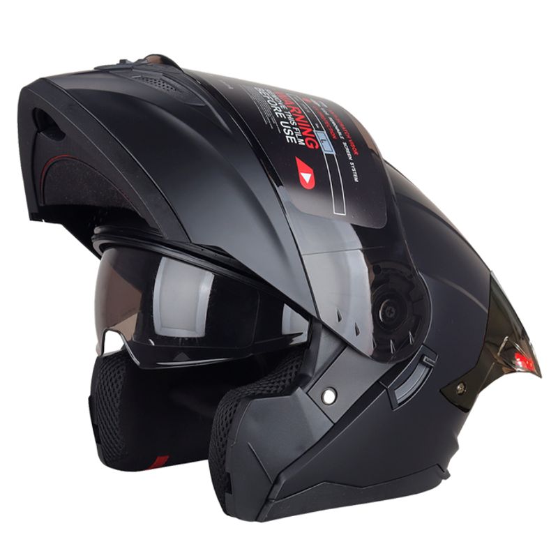 GENERICO - CASCO MOTO HOKEN HK3 CON LUZ  LED NEGRO MATE TALLA ¨M¨
