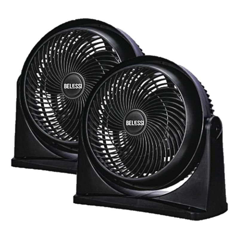 BELESSI - Set x2 Ventiladores de Mesa y Pared Silencioso 10", 25w, 3 Velocidades