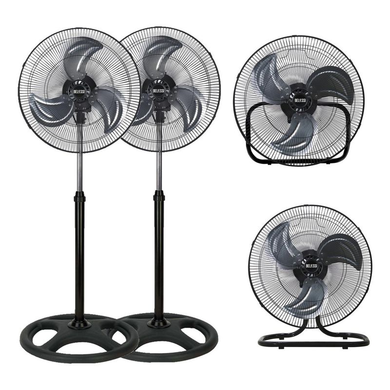 BELESSI - Set x2 Ventiladores 3 en 1 Industrial 18", 90W, 3 Velocidades
