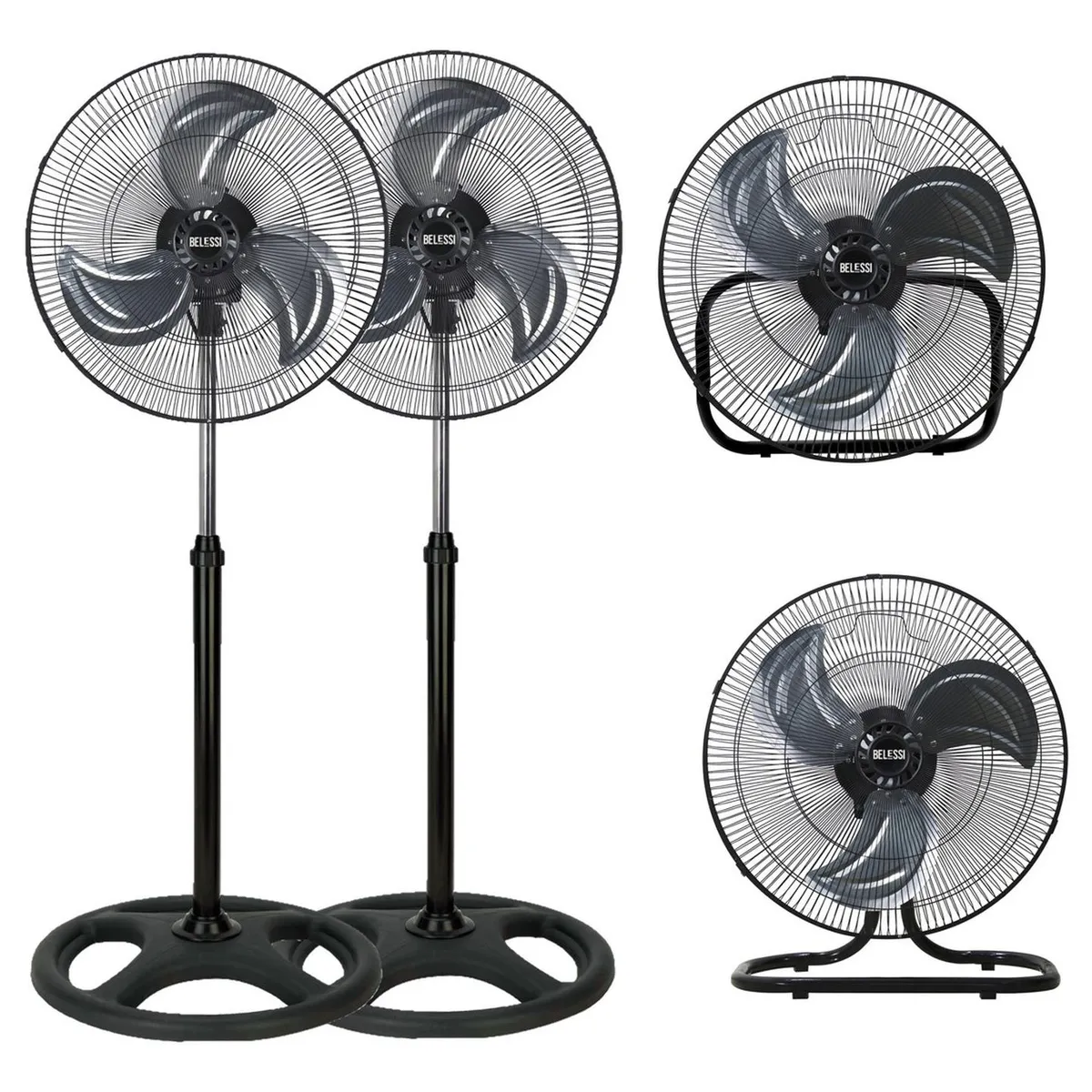 BELESSI - Set x2 Ventiladores 3 en 1 Industrial 18", 90W, 3 Velocidades