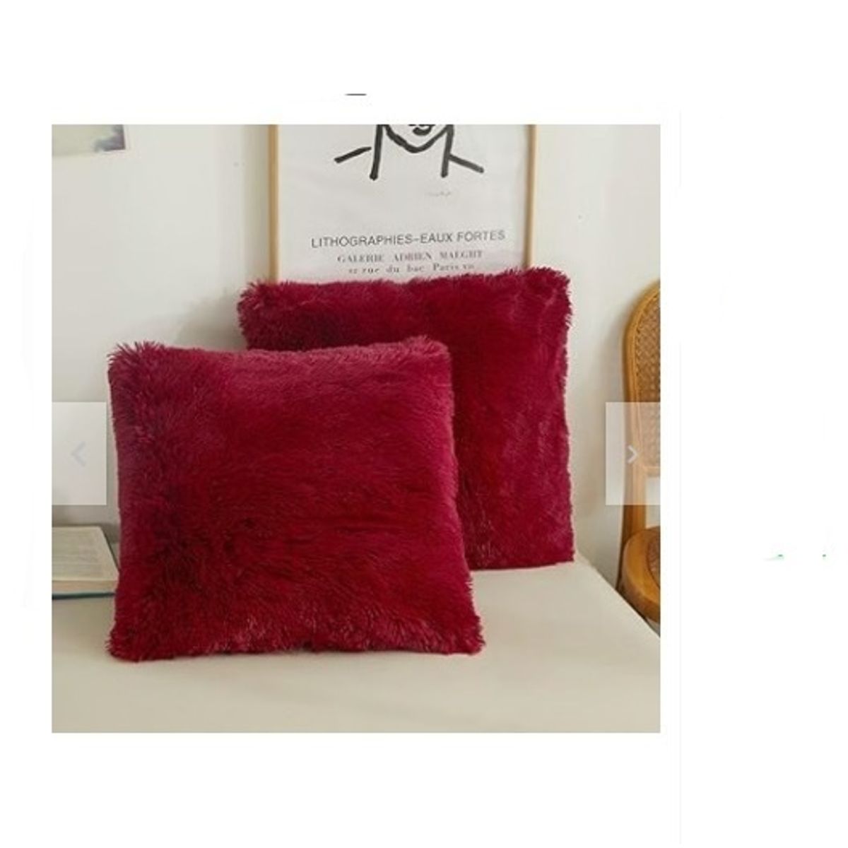 GENERICO - COJIN CUADRADO PELO LARGO 35X35 ROJO