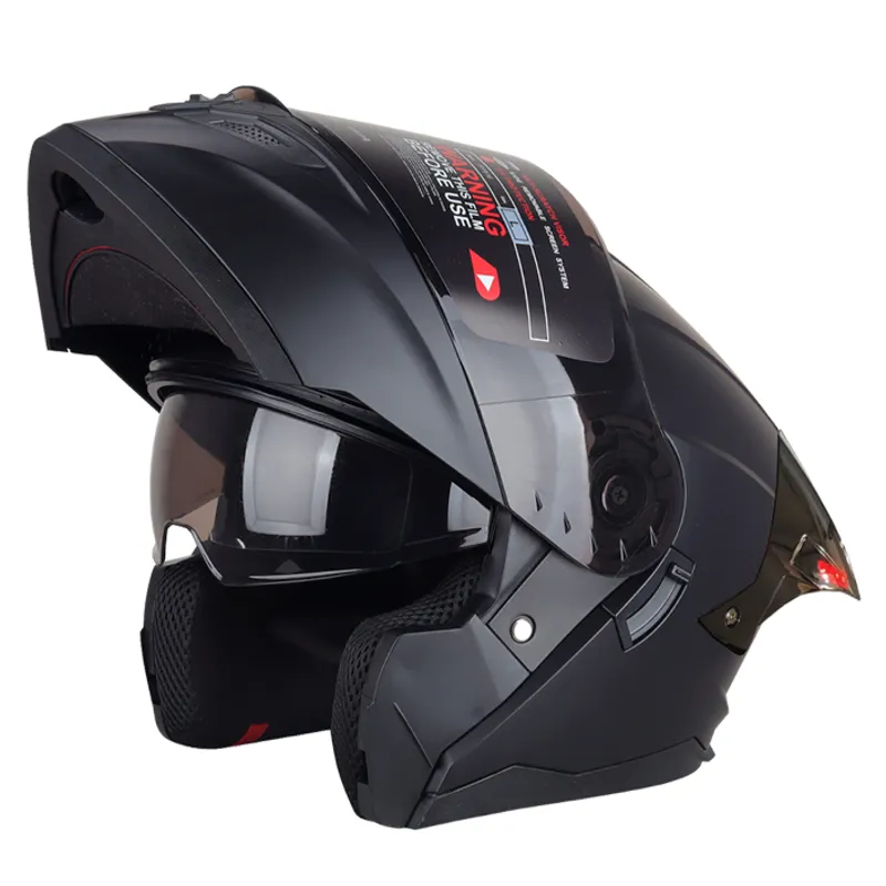GENERICO - CASCO MOTO HOKEN HK3 CON LUZ LED NEGRO MATE TALLA  ¨L¨