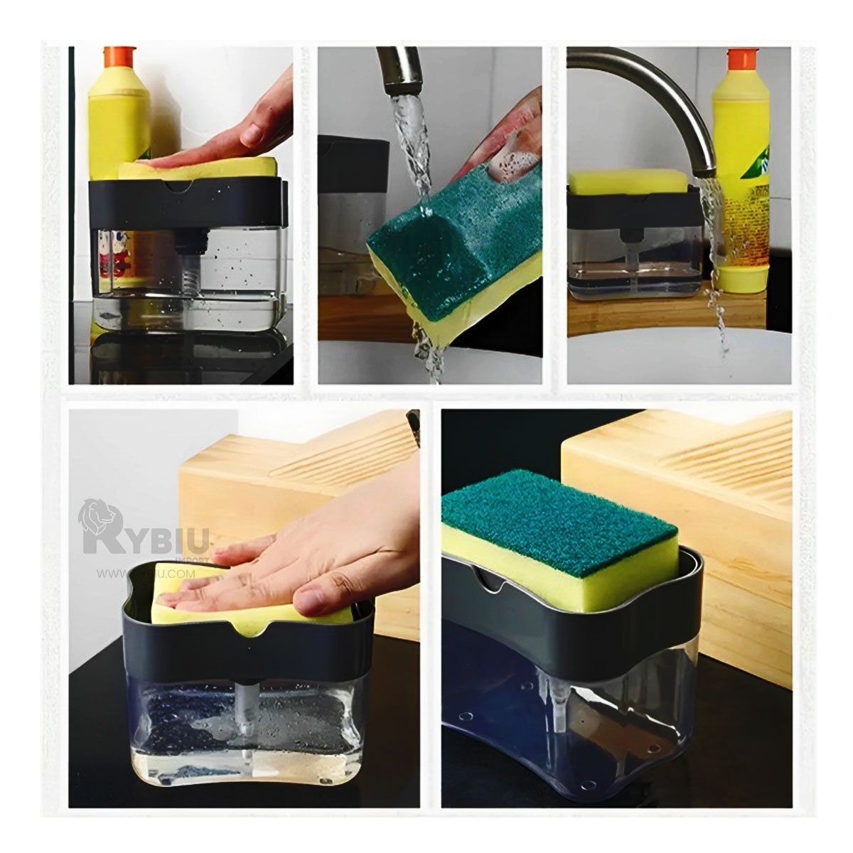 GENERICO - Pack2 Dispensador Multifuncional de Jabon Lavavajilla Negro