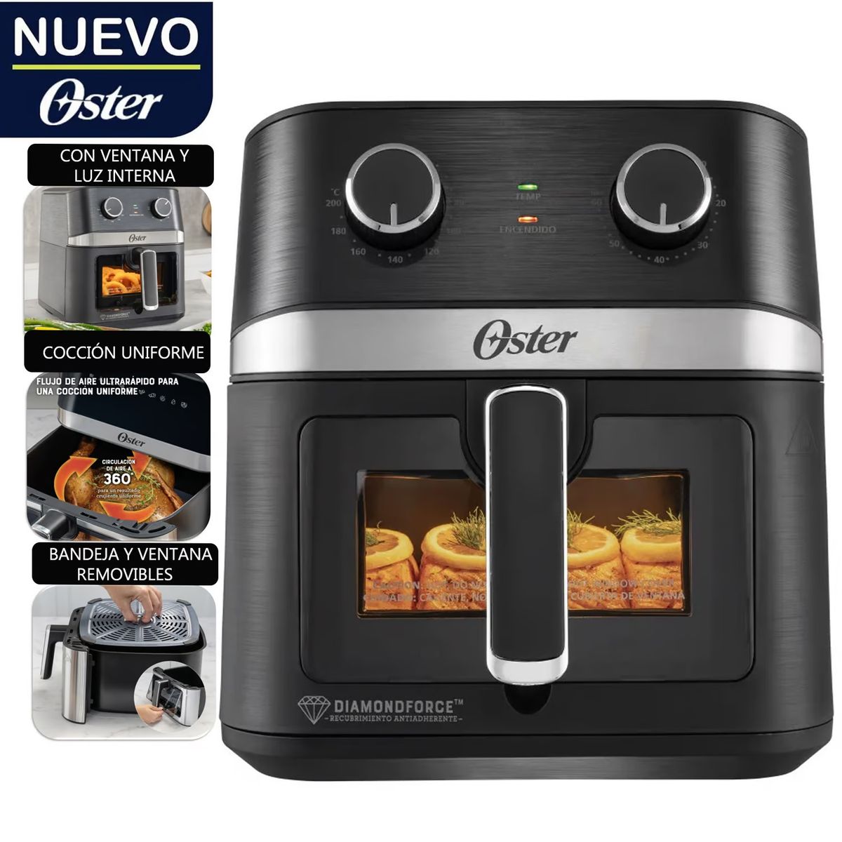 OSTER - Freidora de Aire Manual Oster DiamondForce 6L CKSTAF60WMDF