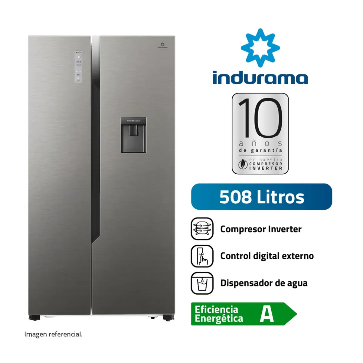 REFRIGERADORA INDURAMA SIDE BY SIDE NO FROST RI-788DI 508 L, marca INDURAMA - Foto Principal