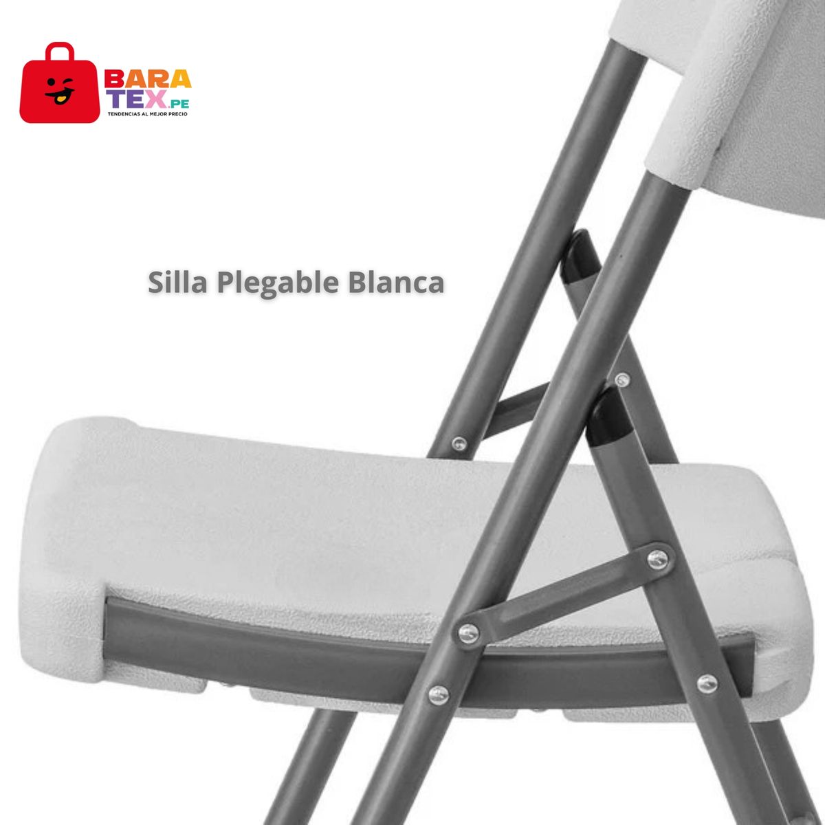 GENERICO - SILLA PLEGABLE SUPER RESISTENTE Y SOLIDA BLANCO
