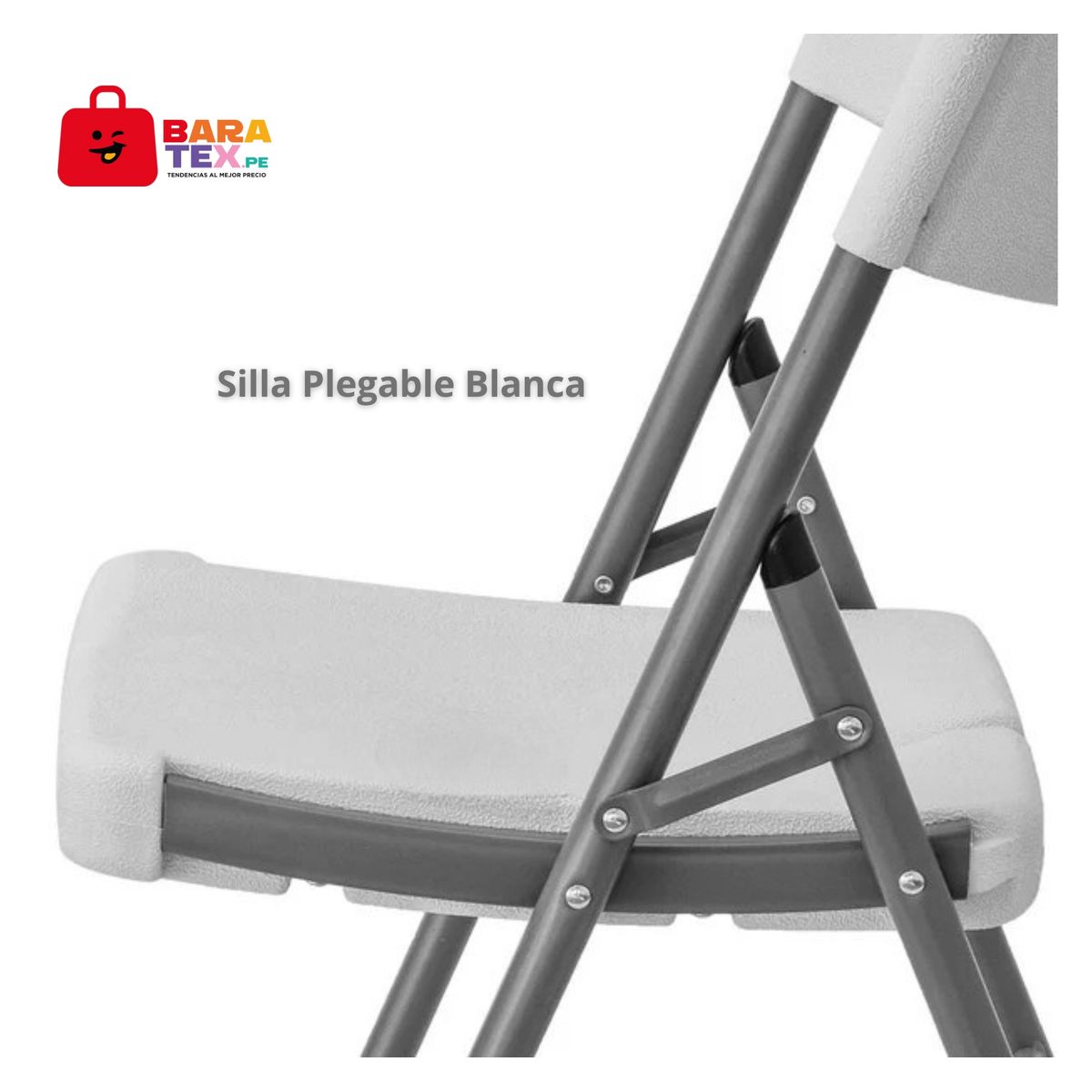 GENERICO - SILLA PLEGABLE SUPER RESISTENTE Y SOLIDA BLANCO