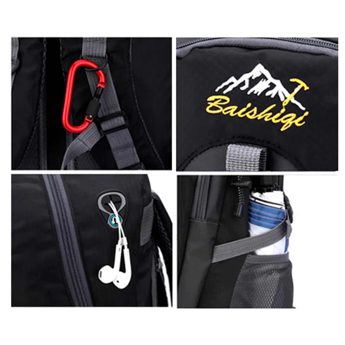 GENERICO - Mochila de camping trekking  Negra 40L - Resistente y con Diseño Ergonómico