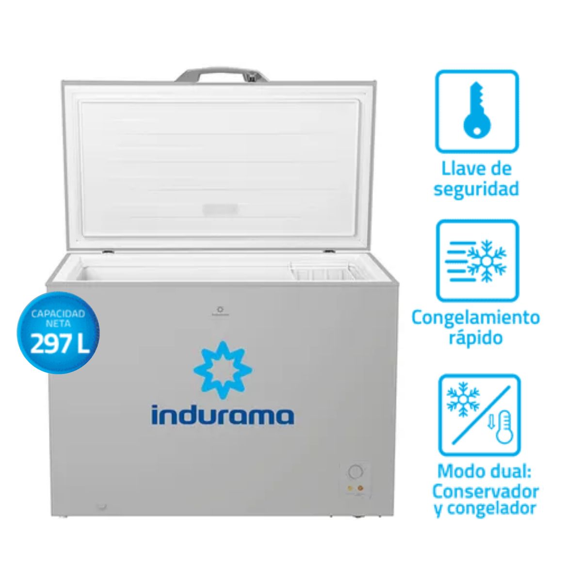 INDURAMA - CONGELADORA INDURAMA 297 L DEFROST CI-320GR GRIS