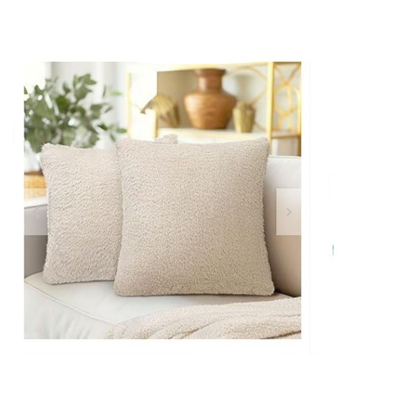 GENERICO - COJIN CUADRADO PELO CORTO 35X35 BEIGE