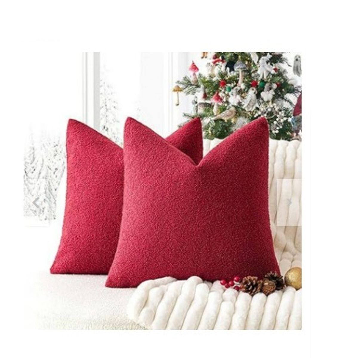 GENERICO - COJIN CUADRADO PELO CORTO 35X35 ROJO