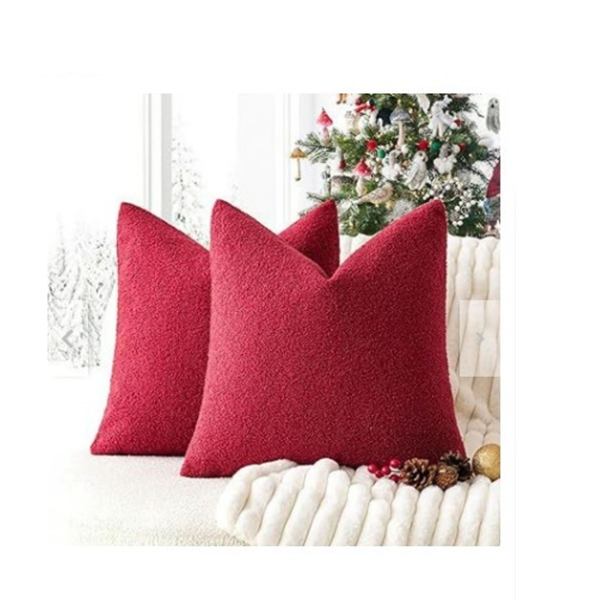 GENERICO - COJIN CUADRADO PELO CORTO 35X35 ROJO