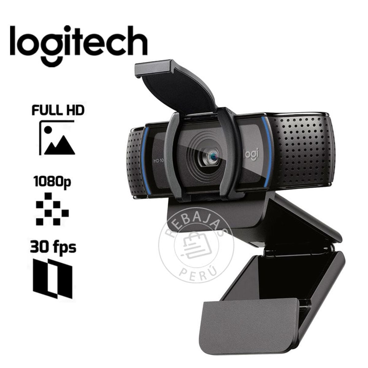 LOGITECH - Logitech C920S Pro HD 1080p  Cámara Web con Micrófono Estéreo