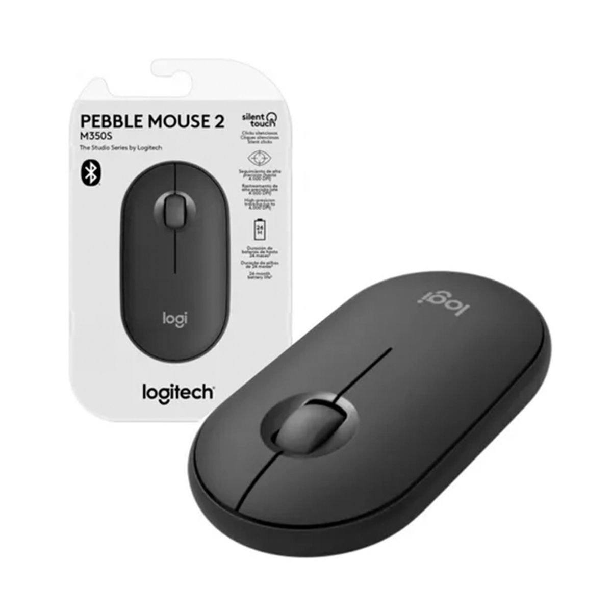LOGITECH - Mouse Logitech Pebble Mouse 2 M350S Bluetooth/Wireless Graphite