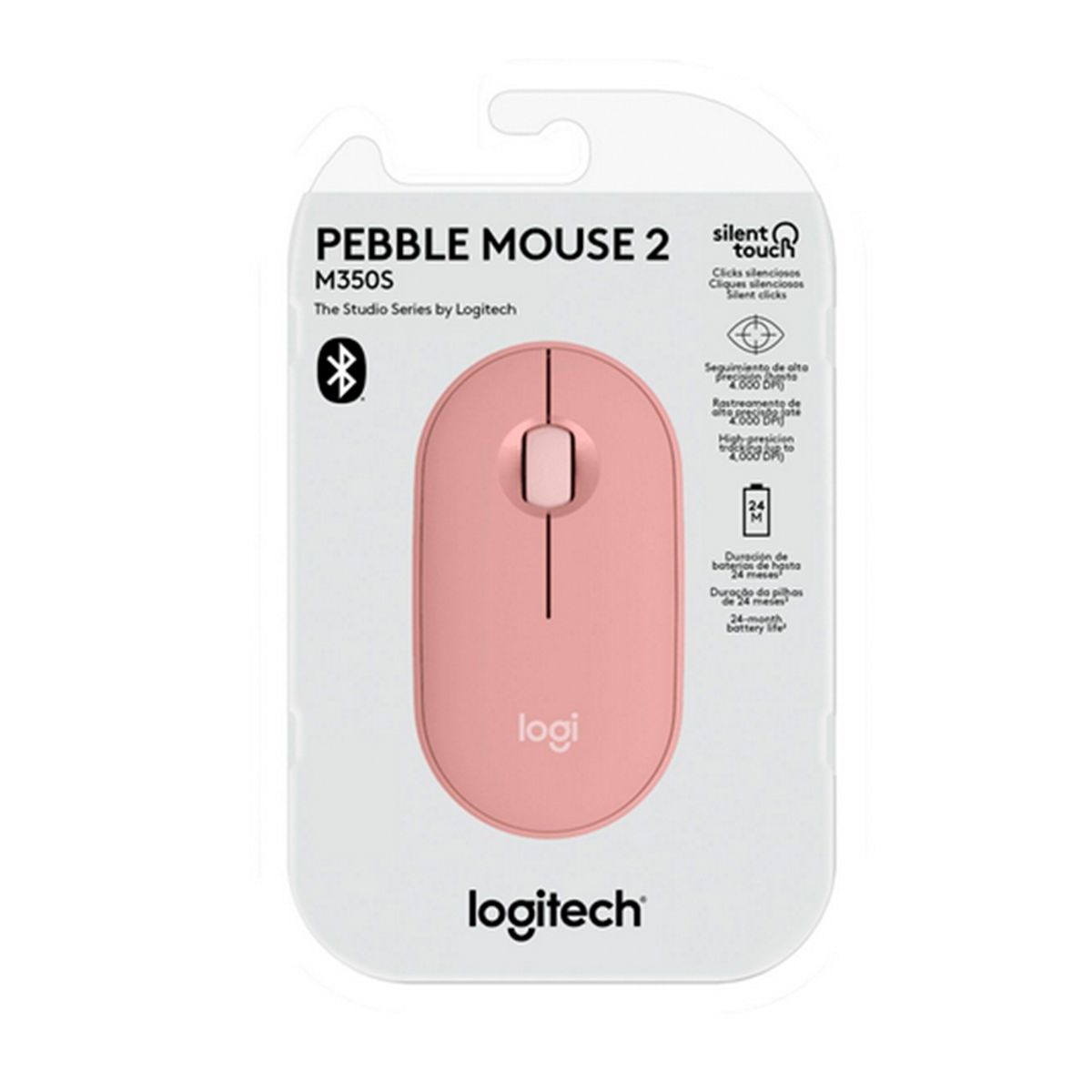 LOGITECH - Mouse Logitech Pebble Mouse 2 M350S Bluetooth/Wireless Rosado