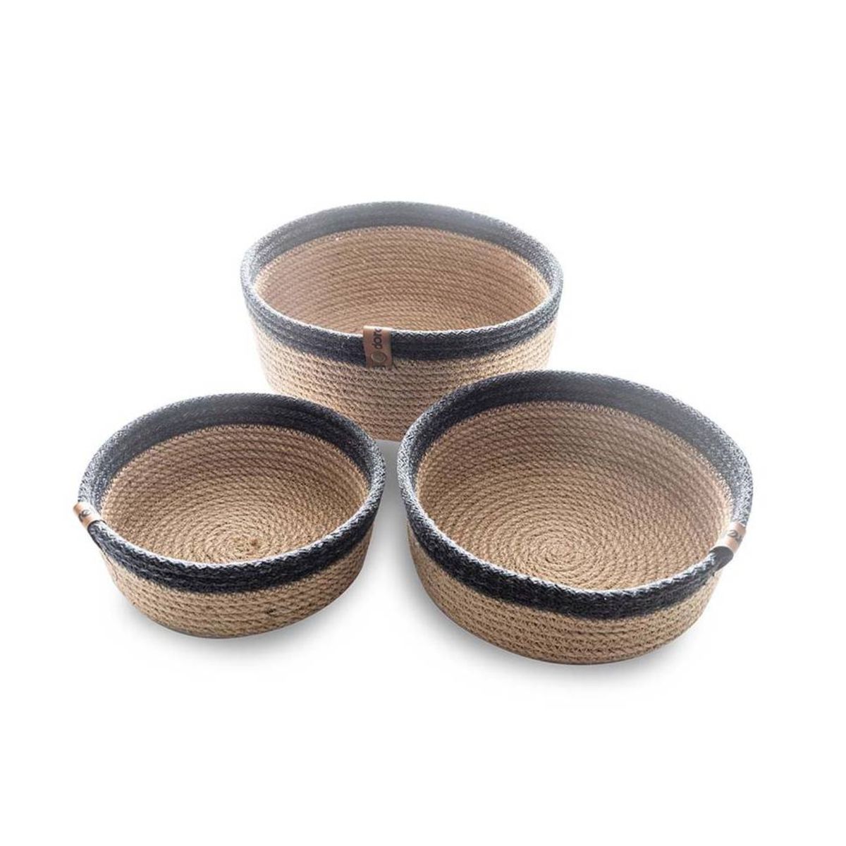 DORELINE - Set de 3 canastas de yute con tapa Doreline